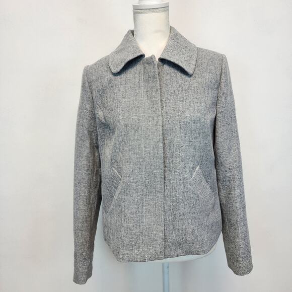 Halogen Full Zip Crosshatch Jacket Size M Gray Long Sleeve Minimalist Classic - Picture 4 of 14